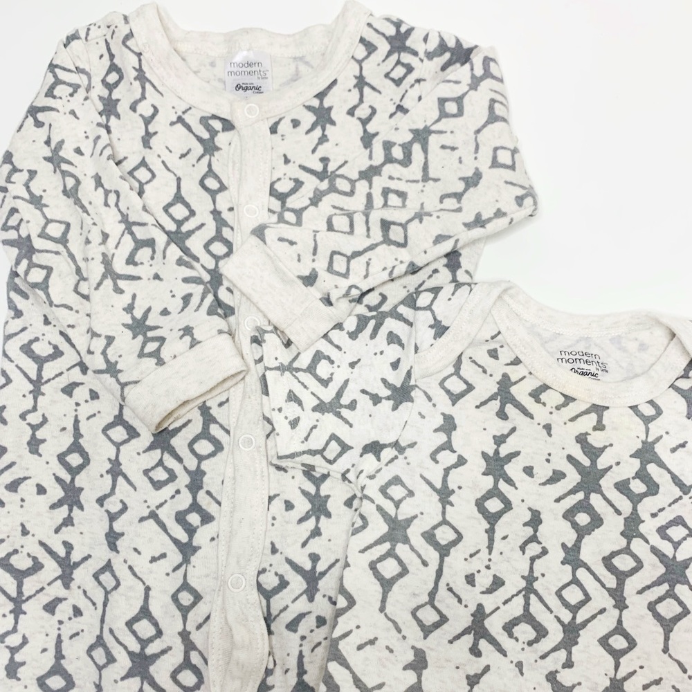 6-12M BOHO Aztec Tribal Modern Moments Sleep and Play 2pc. Bundle
